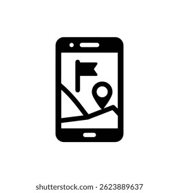 Telefone Celular com Marcador de Mapa de Propriedades Preto Ícone Preenchido