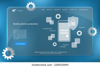 Schutz von Mobiltelefonen, Computersicherheit, Zugangskontrolle, Vektorgrafik