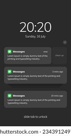 Mobile phone with push notifications or sms messages smartphone, mobile phone with updated check marks, bubbles, on dark background. Vector flat cartoon idea of digital full or accepted notifications.