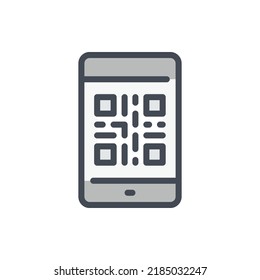 Mobile Phone Qr Code Color Line Stock Vector (Royalty Free) 2185032247 ...