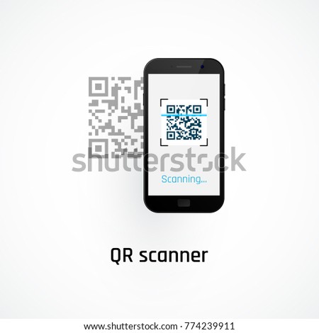 Mobile phone qr code scanning concept. Vector illustration isolated on white background