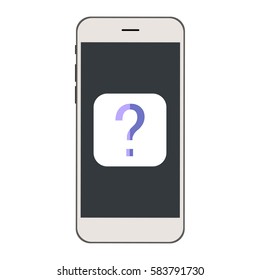 Mobile phone with Question mark icon on the screen.