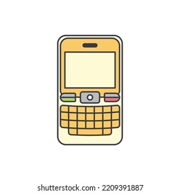 Mobile phone with qwerty keyboard icon in color, isolated on white background 