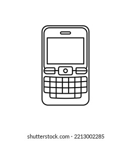 Mobile phone with qwerty keyboard icon in line style icon, isolated on white background