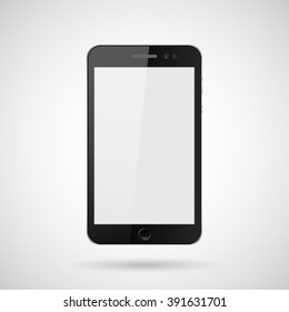 Mobile phone realistic with buttons, isolated with shadow on a gray background, vector illustration stylish for web design