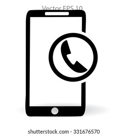 Mobile phone receives calls anywhere, anytime vector icon