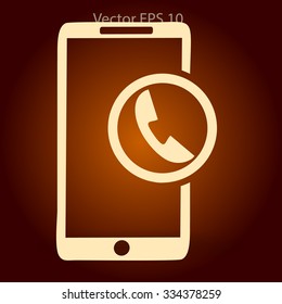 Mobile phone receives calls anywhere, anytime vector icon