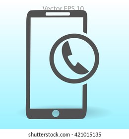 Mobile phone receives calls anywhere, anytime vector icon