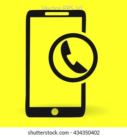 Mobile phone receives calls anywhere, anytime vector icon