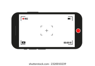 Handy mit Plattenkamera. Sucher-Vorlage. Video-Rec-Frame mit 4K-Auflösung. Bildschirm für Videoaufnahmen. Vektorgrafik-Design. Vektorgrafik