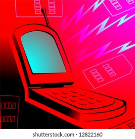 mobile phone in red background	