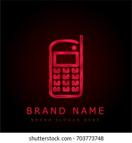 Mobile phone red chromium metallic logo