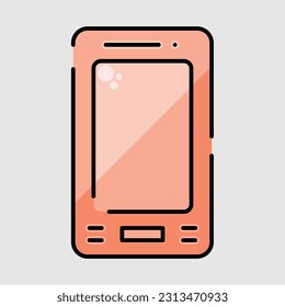 Mobile phone red colored with black stroke icon vector image