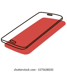 Mobile phone with red shadow icon. Smartphone. Vector illustration for web, graphic design, ui, application logo. Isolated on white background.