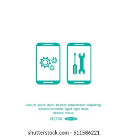 Mobile phone repair icon. Technical support, cellphone repair service. Vector illustration.