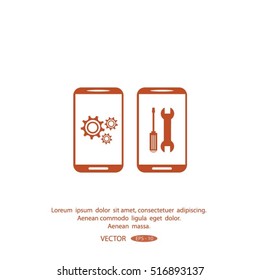 Mobile phone repair icon. Technical support, cellphone repair service. Vector illustration.