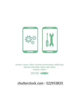 Mobile phone repair icon. Technical support, cellphone repair service. Vector illustration.
