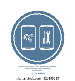 Mobile phone repair icon. Technical support, cellphone repair service. Vector illustration.