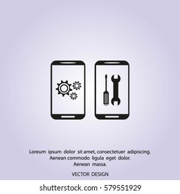 Mobile phone repair icon. Technical support, cellphone repair service. Vector illustration.