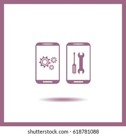 Mobile phone repair icon. Technical support, cellphone repair service. Vector illustration.