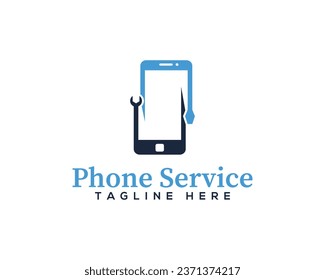 Mobile phone repair logo with repair tools.   Phone fixing and Phone service logo designs concept.