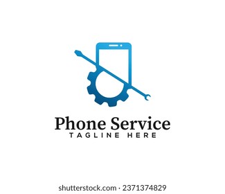 Mobile phone repair logo with repair tools.   Phone fixing and Phone service logo designs concept.