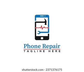 Mobile phone repair logo with repair tools.   Phone fixing and Phone service logo designs concept.