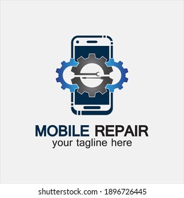 Mobile Phone Repair Logo.phone service logo, phone Repair, simple, concept, logo template - Vector