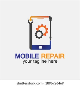 Mobile Phone Repair Logo.phone service logo, Rhone Repair, simple, concept, logo template - Vector