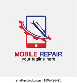 Mobile Phone Repair Logo.phone service logo, phone Repair, simple, concept, logo template - Vector
