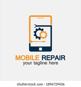 Mobile Phone Repair Logo.phone service logo, phone Repair, simple, concept, logo template - Vector