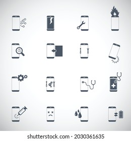 Mobile Phone repair, Smartphone Repair Icon Set. Vector Illustration