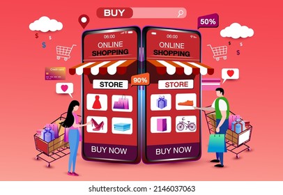 El teléfono móvil representa el frente de la tienda.
Compras en línea en sitio web o aplicación móvil 
Marketing conceptual y marketing digital.
