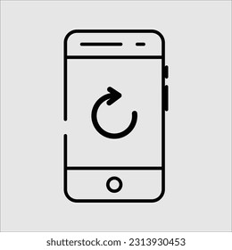teléfono móvil con una imagen vectorial de icono de reinicio