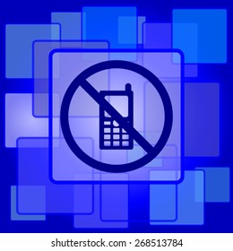 Mobile phone restricted icon. Internet button on abstract background. 