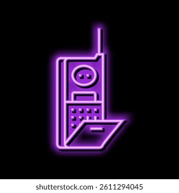 mobile phone retro device neon light sign vector. mobile phone retro device illustration