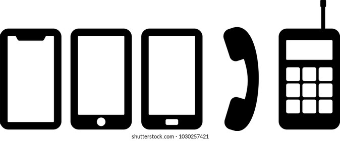 Mobile phone retro icons set