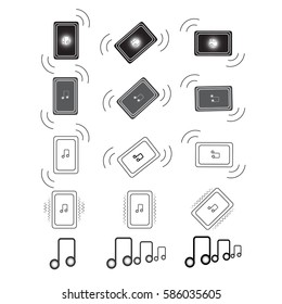Mobile phone ringing or vibration icon for apps or websites - vector illustration
