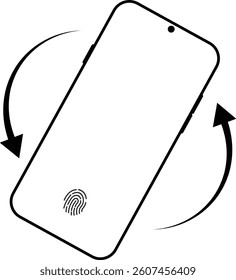 Mobile phone rotation display icon. Device rotation symbol isolated on transparent background. Turn your device. Horizontal smartphone tilt sign. Turning arrow pictogram. Vector illustration.