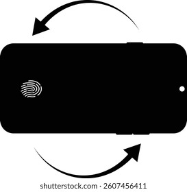 Mobile phone rotation display icon. Device rotation symbol isolated on transparent background. Turn your device. Horizontal smartphone tilt sign. Turning arrow pictogram. Vector illustration.