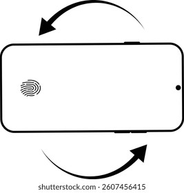Mobile phone rotation display icon. Device rotation symbol isolated on transparent background. Turn your device. Horizontal smartphone tilt sign. Turning arrow pictogram. Vector illustration.