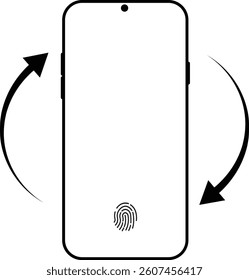 Mobile phone rotation display icon. Device rotation symbol isolated on transparent background. Turn your device. Horizontal smartphone tilt sign. Turning arrow pictogram. Vector illustration.