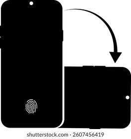 Mobile phone rotation display icon. Device rotation symbol isolated on transparent background. Turn your device. Horizontal smartphone tilt sign. Turning arrow pictogram. Vector illustration.