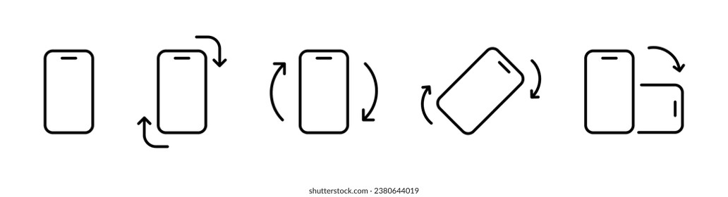 Mobile phone rotation icon set. Rotate smartphone icon. Mobile screen rotation sign