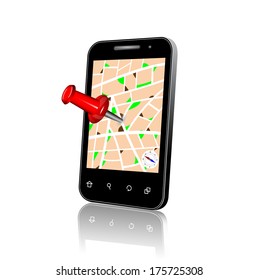 Mobile phone running a GPS navigation