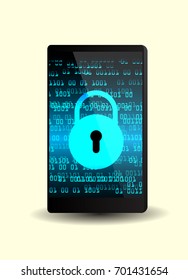 mobile phone, Safety concept, Closed Padlock on digital, cyber security