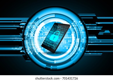 mobile phone, Safety concept, Closed Padlock on digital, cyber security