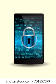 mobile phone, Safety concept, Closed Padlock on digital, cyber security