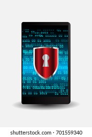 mobile phone, Safety concept, Closed Padlock on digital, cyber security