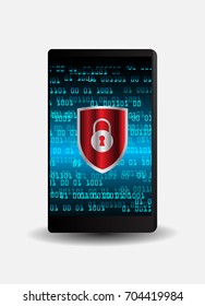mobile phone, Safety concept, Closed Padlock on digital, cyber security.